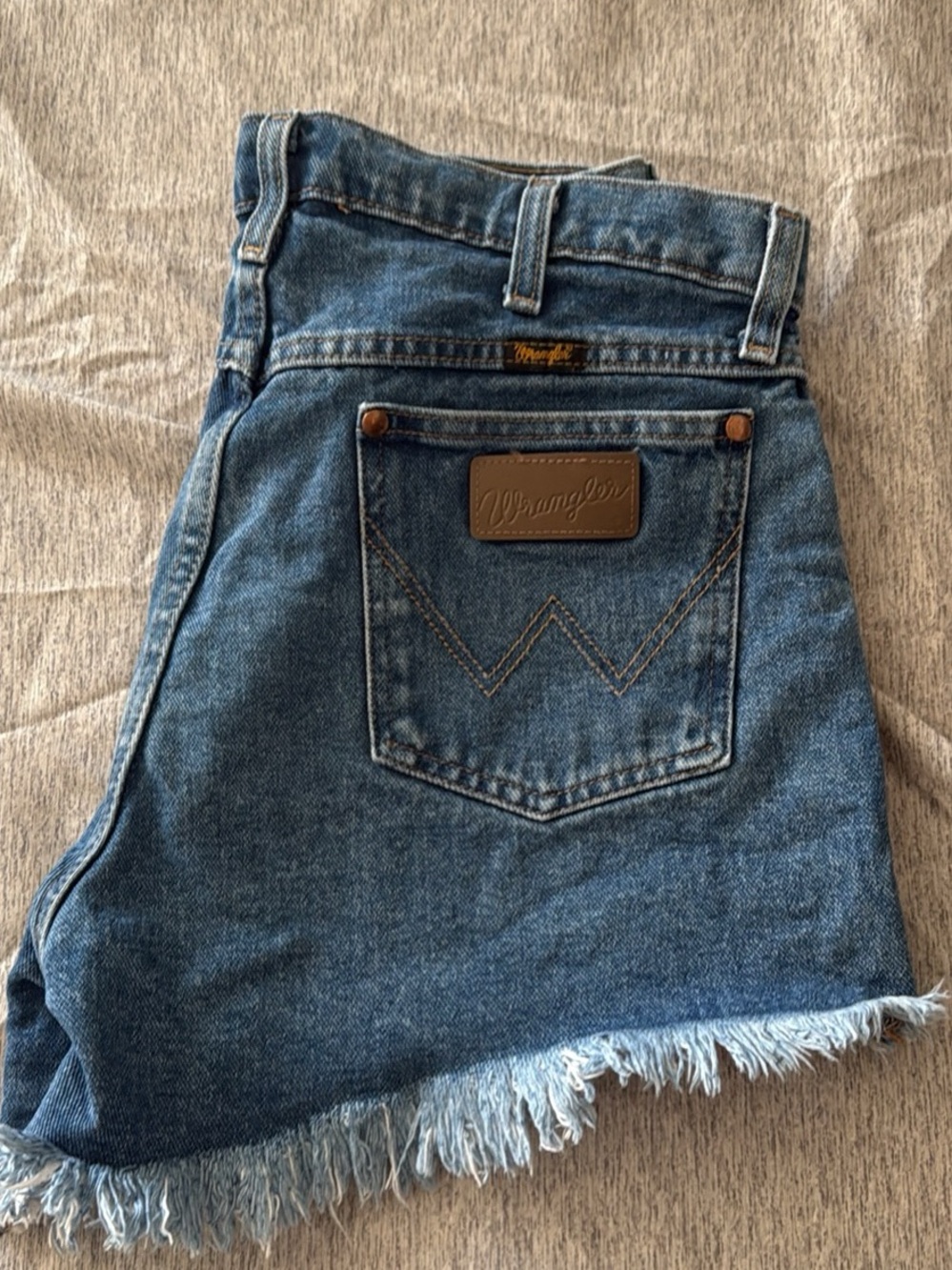 Wrangler Blue Denim Frayed Hem Women's Shorts